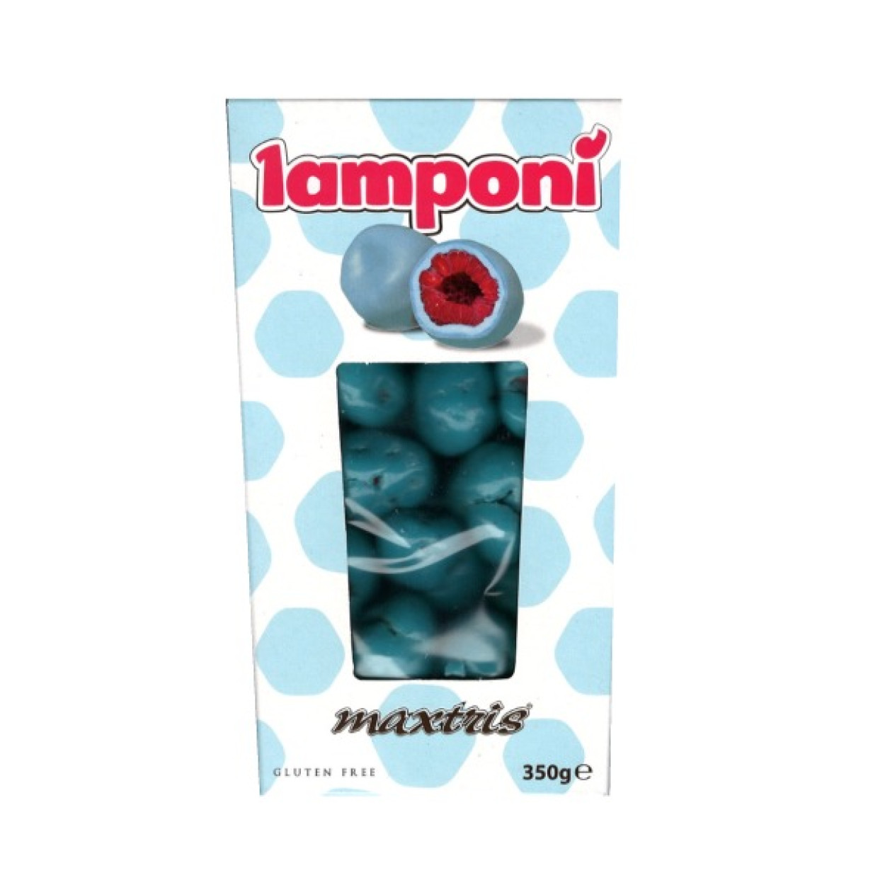 CONFEZIONE LAMPONI' MAXTRIS CELESTE LAMPONE E CIOCCOLATO BIANCO 350GR LAMPONC