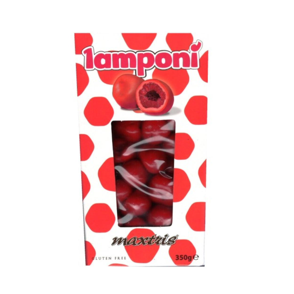 CONFEZIONE LAMPONI' MAXTRIS ROSSO LAMPONE E CIOCCOLATO BIANCO 350GR LAMPONRS