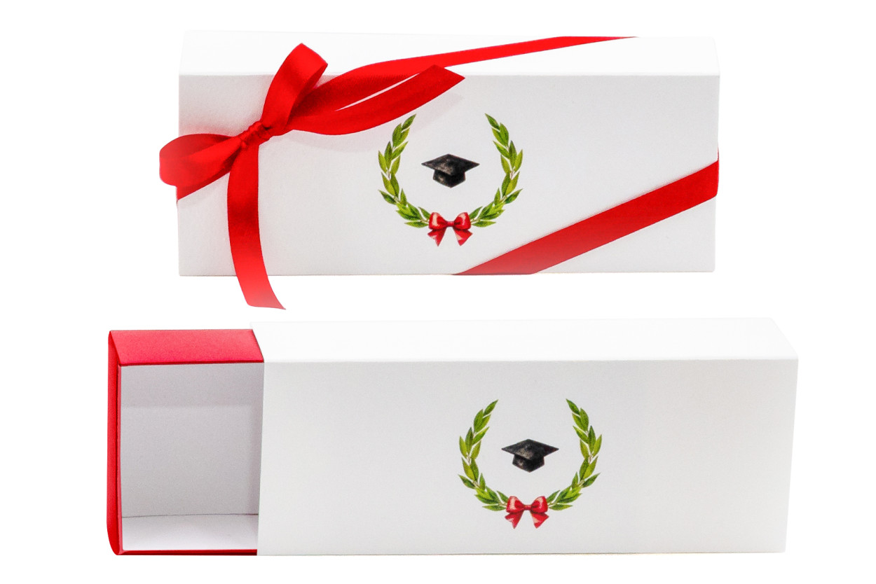 20 SCATOLE FIAMMIFERO LAUREA CON VASSOIO ROSSO 16X6X3.2 CONF040LAU