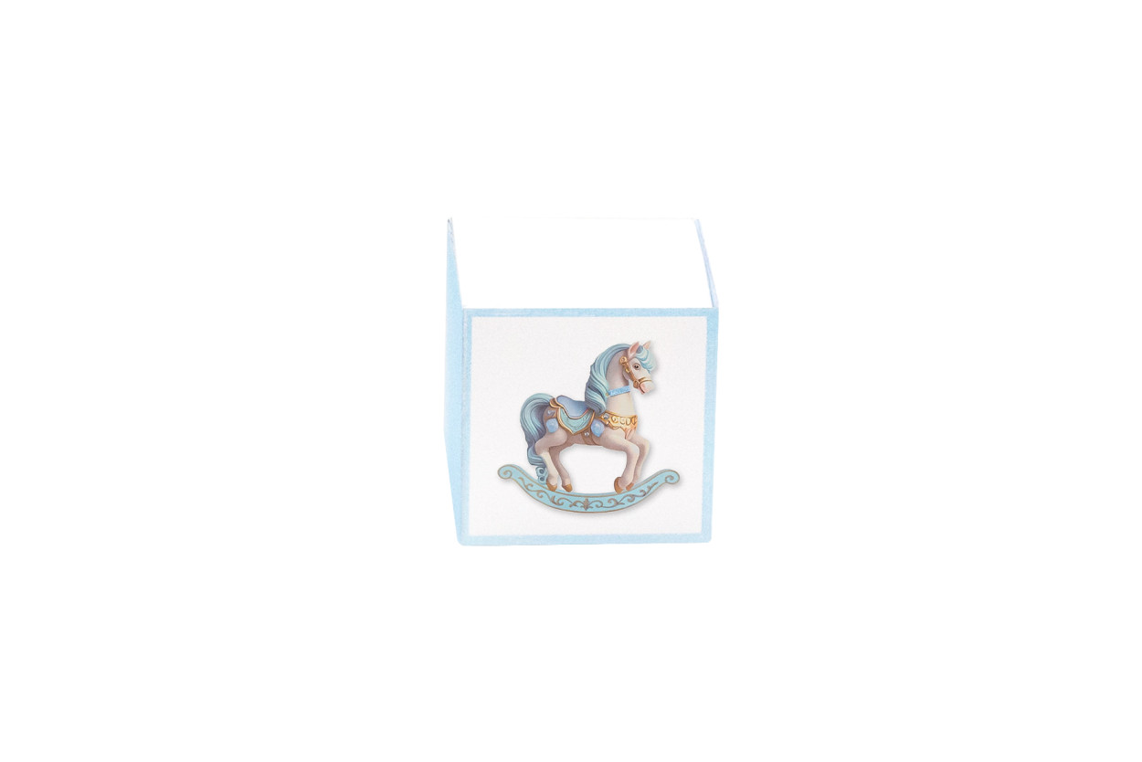 20 SCATOLE QUADRATE CAVALLO A DONDOLO CELESTE 5X5X5 CRC5X5