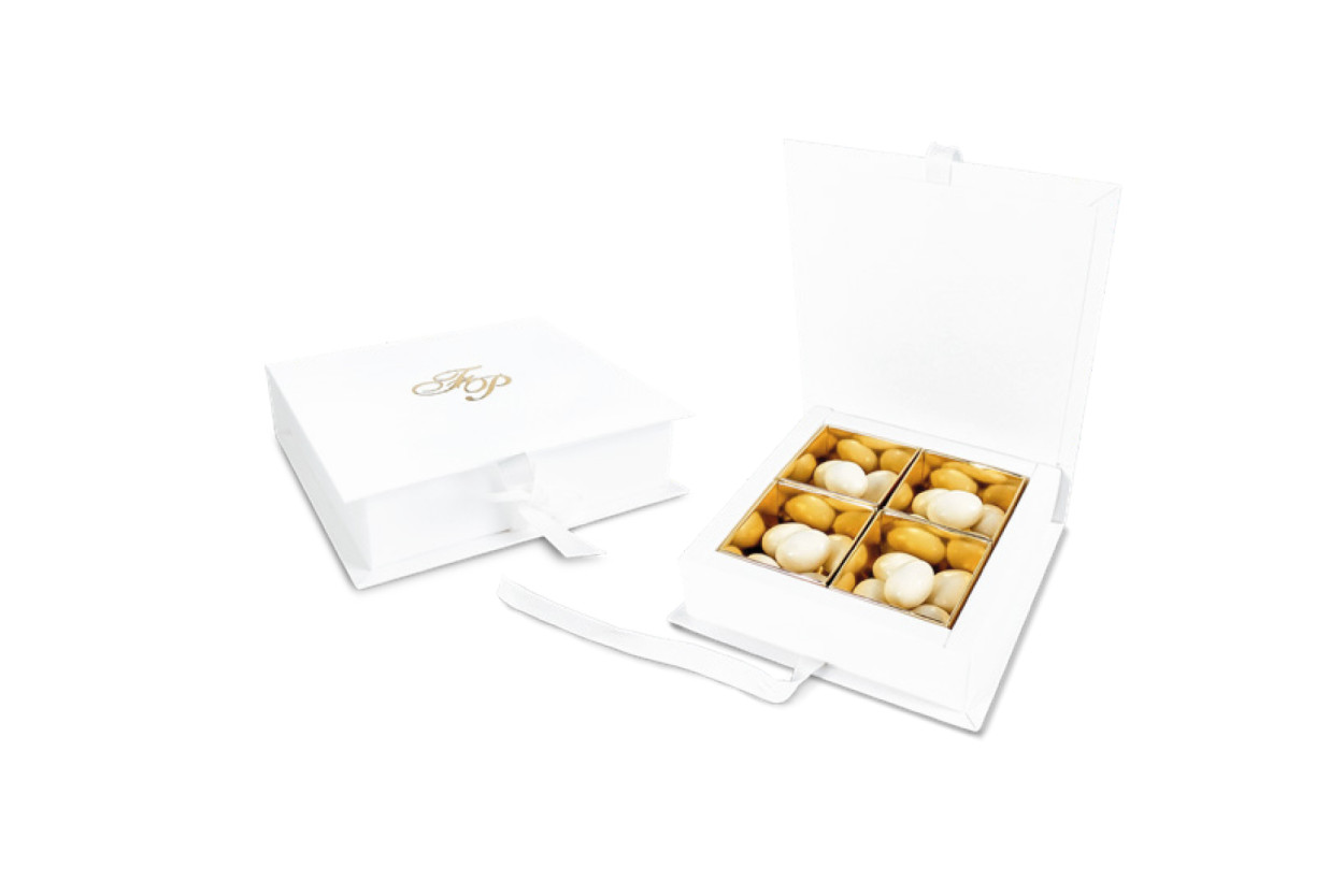 ASTUCCIO BIANCO GRAN CLASS QUATTRO POZZETTI ORO 8.6X8X3.7 GCAL804