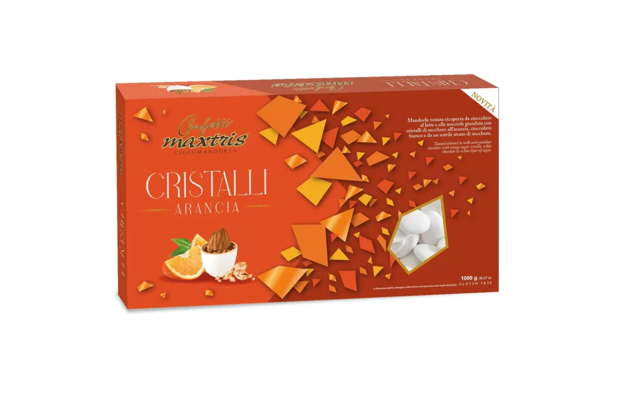 CONFETTI MAXTRIS CIOCOMANDORLA CON CRISTALLI GUSTO ARANCIA 1KG CRICRISTALARA