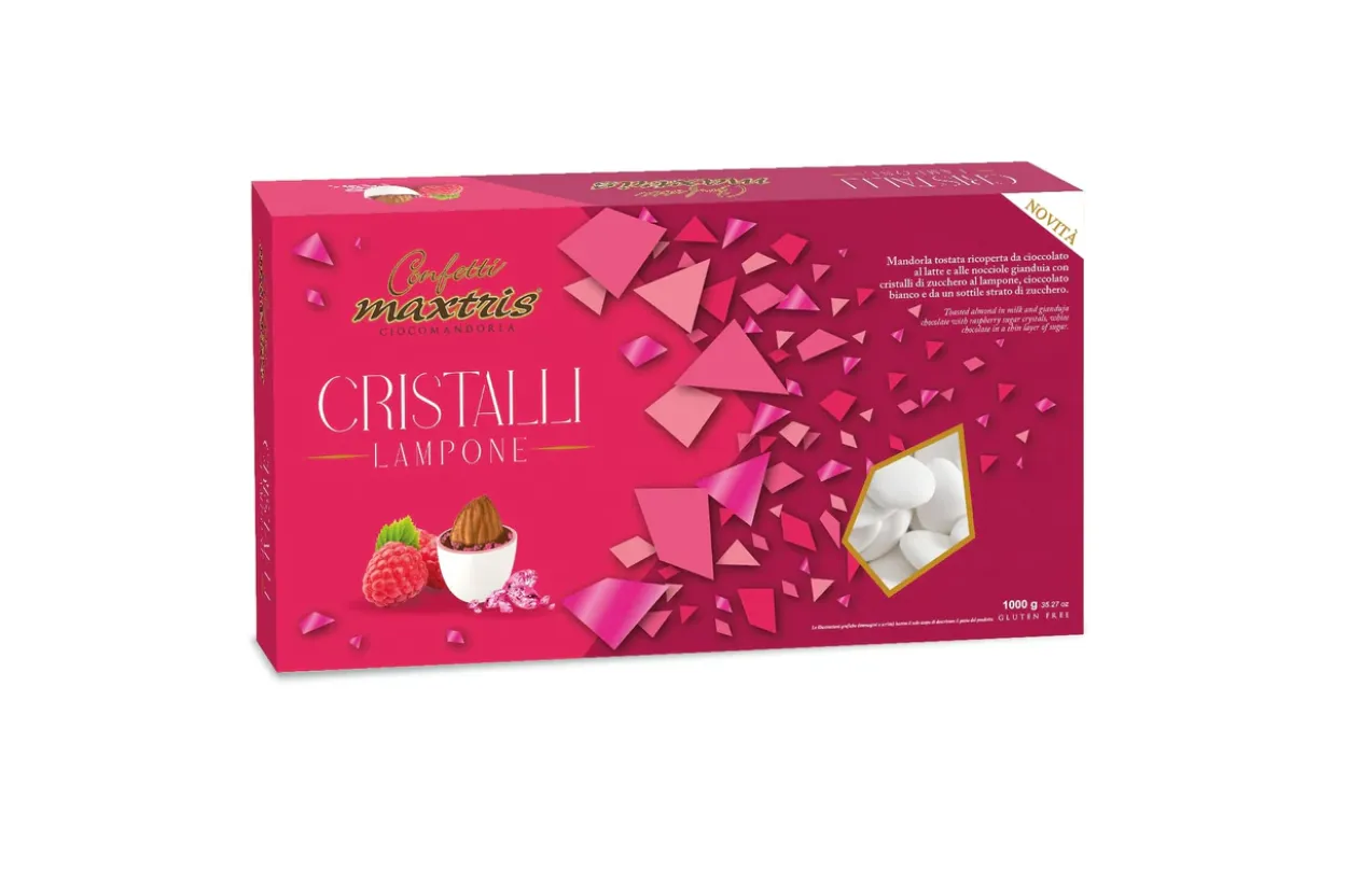 CONFETTI MAXTRIS CIOCOMANDORLA CON CRISTALLI GUSTO LAMPONE 1KG CRICRISTALLAMP