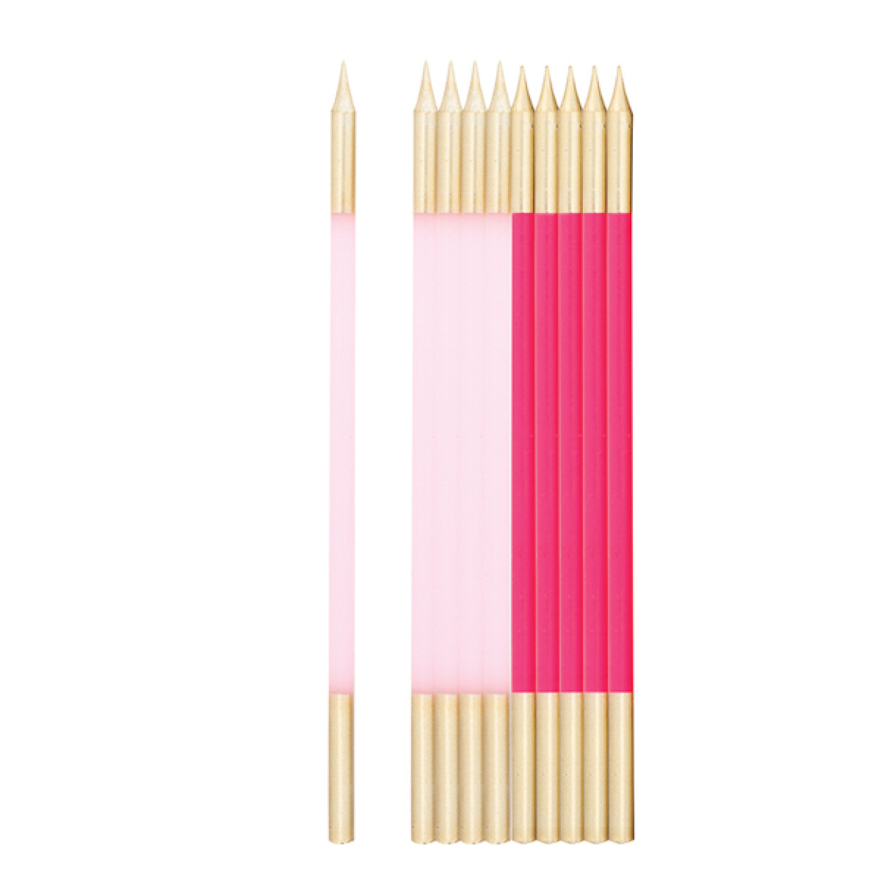 10 CANDELINE FUCSIA ROSA E ORO 15.5 CM 50591