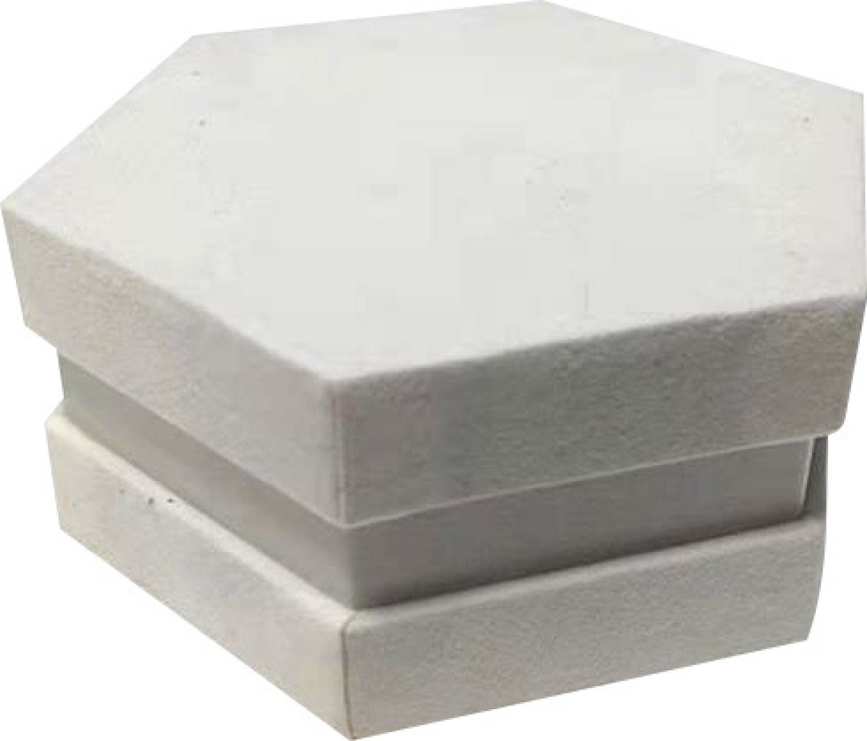 SCATOLA VELLUTO ESAGONALE AVORIO 10X10X5 CM E070