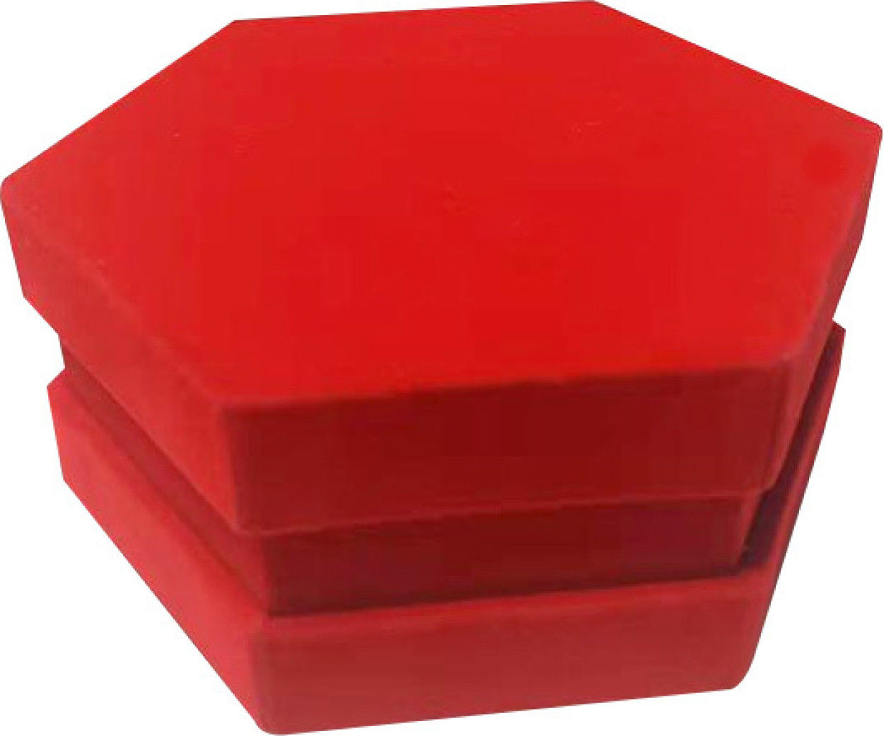 SCATOLA VELLUTO ESAGONALE ROSSO 10X10X5 CM E073