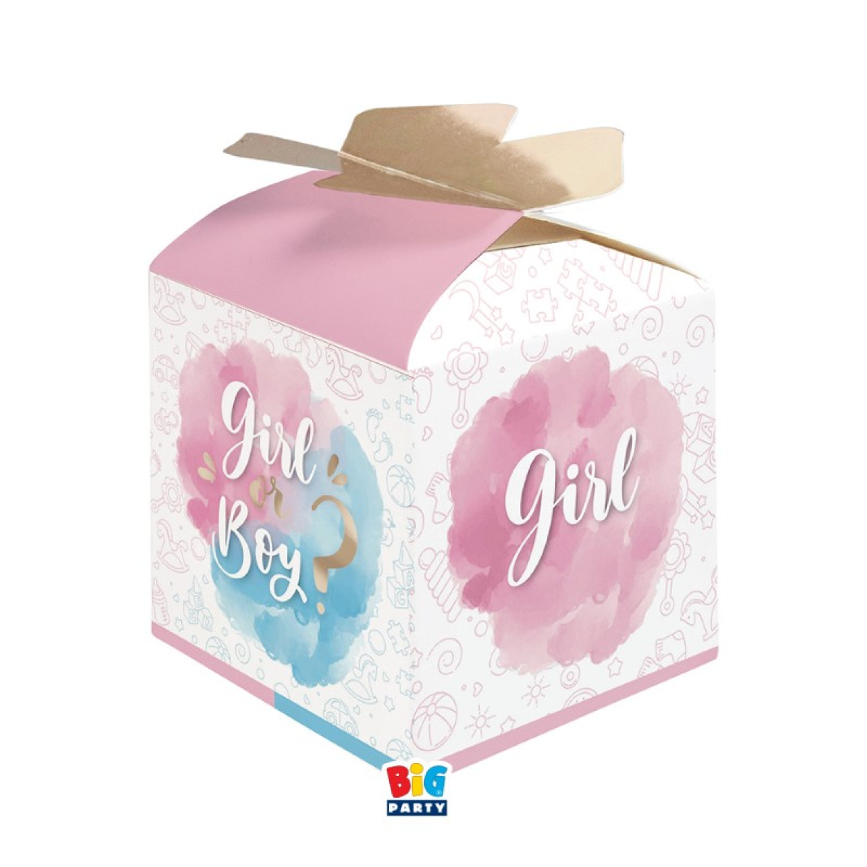 10 SCATOLINE CUBETTO FIOCCO GENDER REVEAL 76224