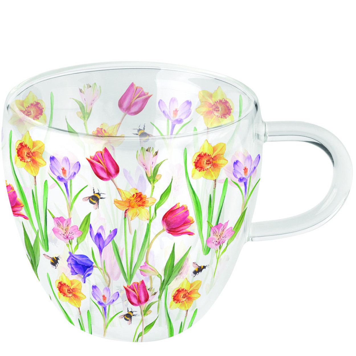 TAZZA IN VETRO DOPPIA CAMERA FLOWERS IN SPRING 14420350