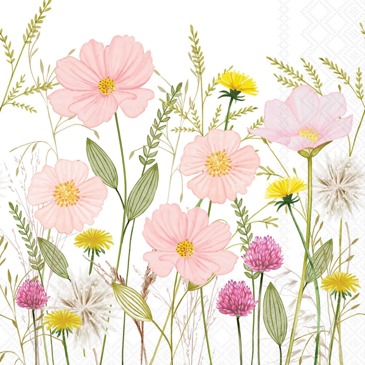 TOVAGLIOLI 25X25 PASTEL FLOWERS WHITE 12520346