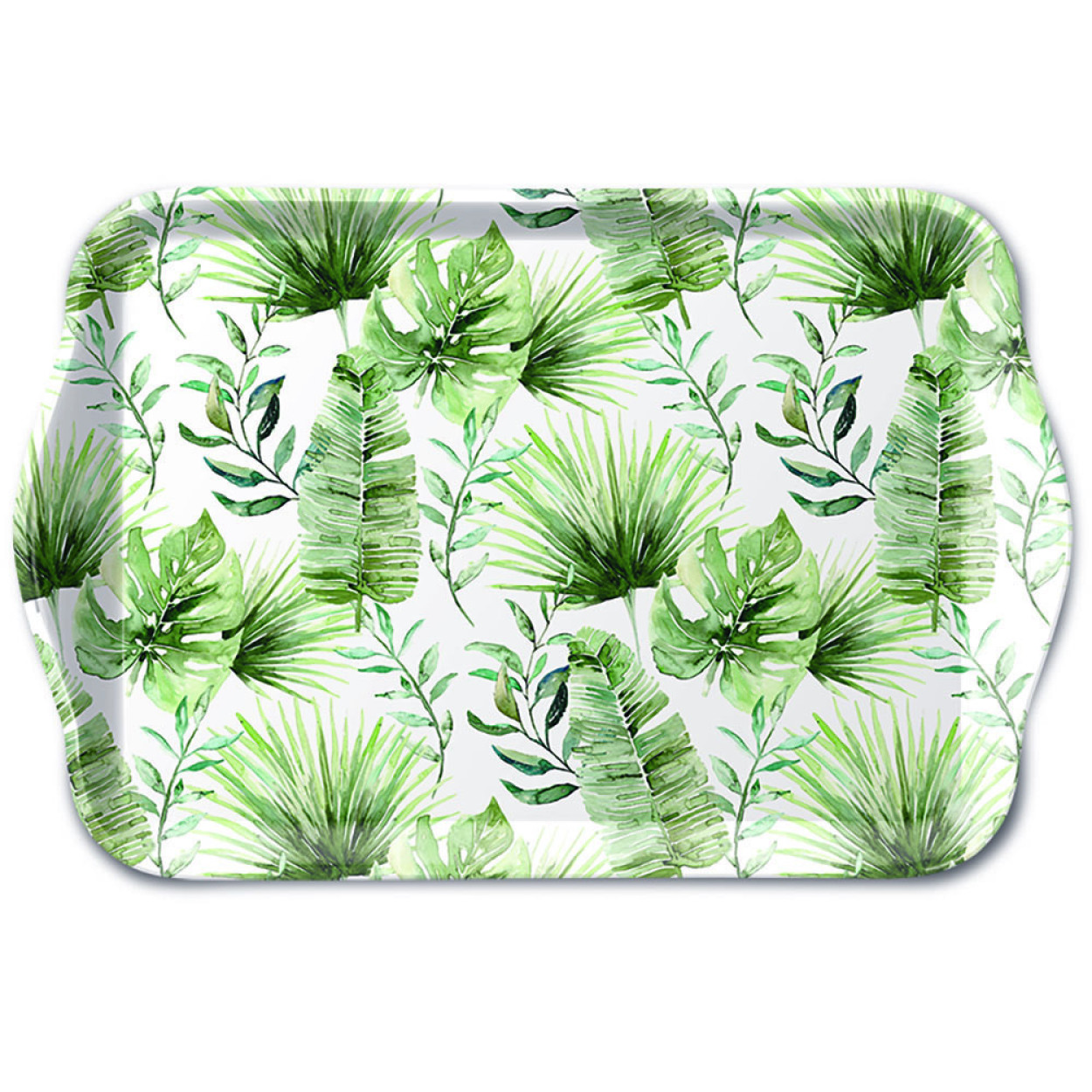 VASSOIO MELAMINA 13X21 JUNGLE LEAVES WHITE 13718215
