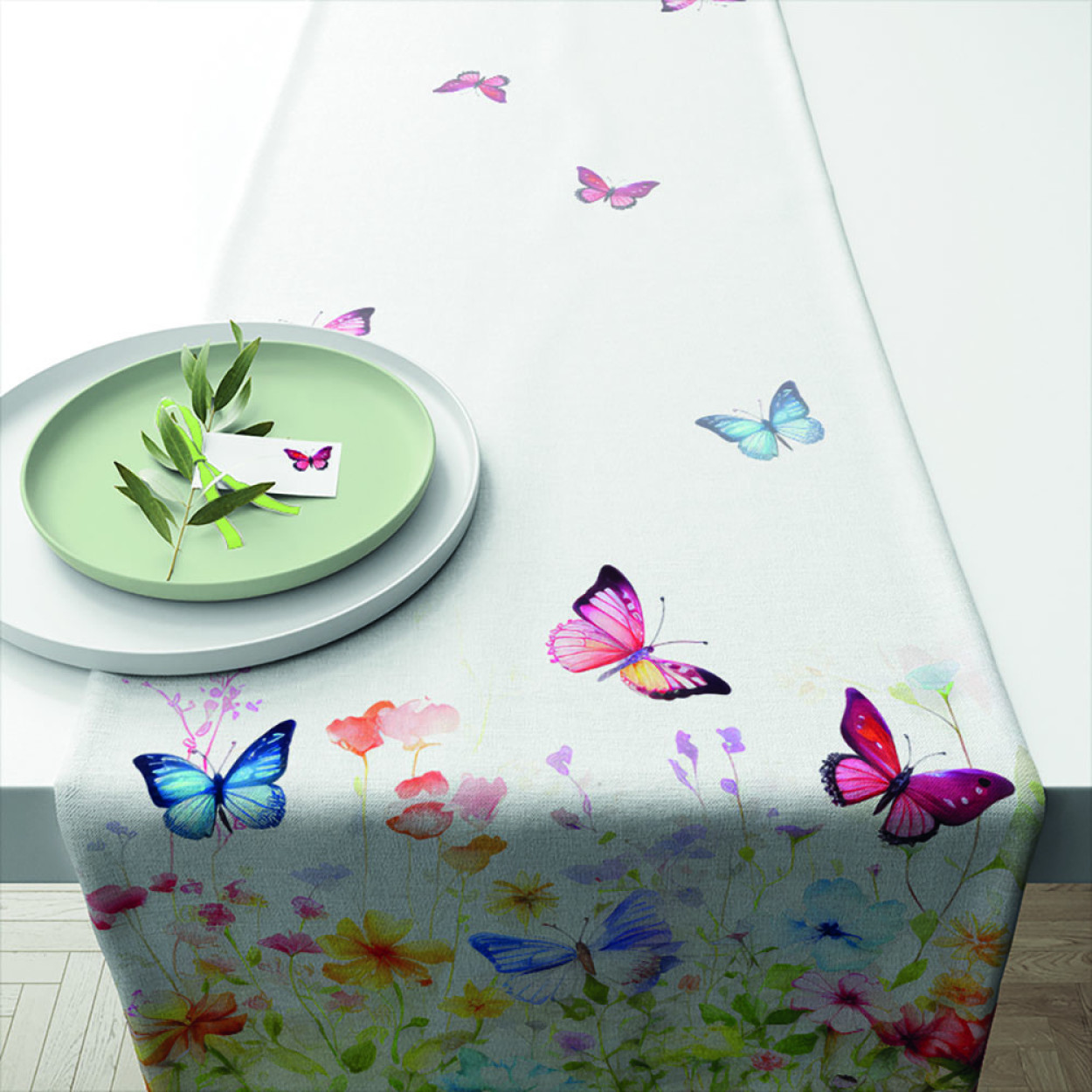 RUNNER 40X150 CM BUTTERFLIES IN FIELD WHITE 16620410