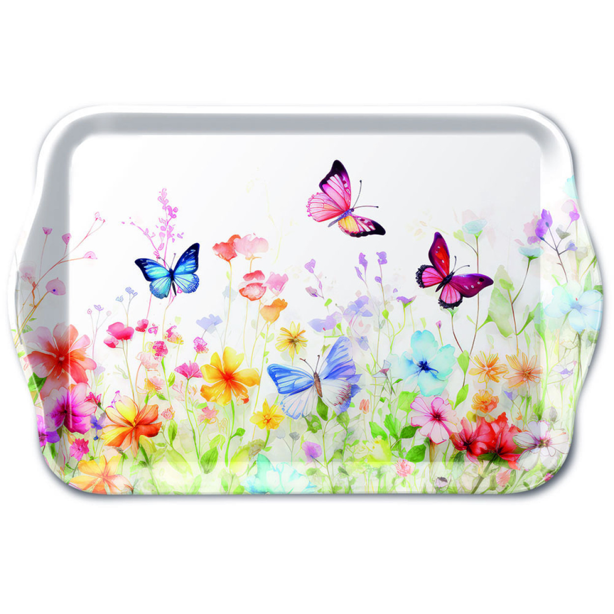 VASSOIO MELAMINA 13X21 BUTTERFLIES IN FIELD WHITE 13720410