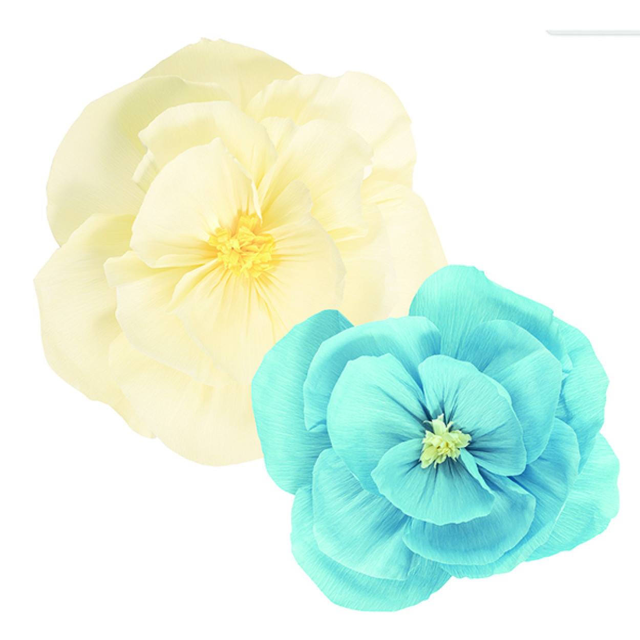 2 FIORI IN CARTA AZZURRO AVORIO 40-50 CM 40761