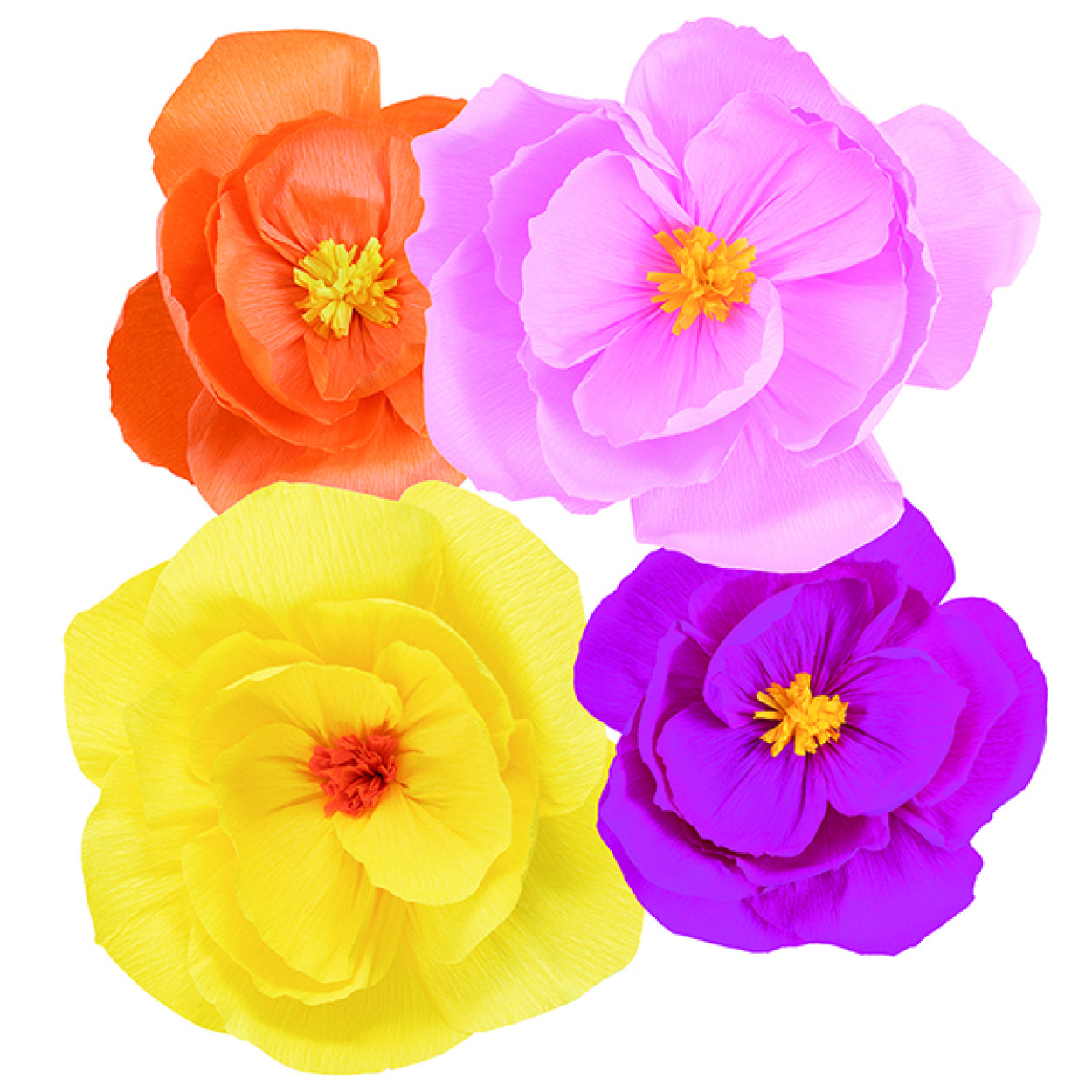 4 FIORI IN CARTA COLORI ASSORTITI 25-35 CM 40759