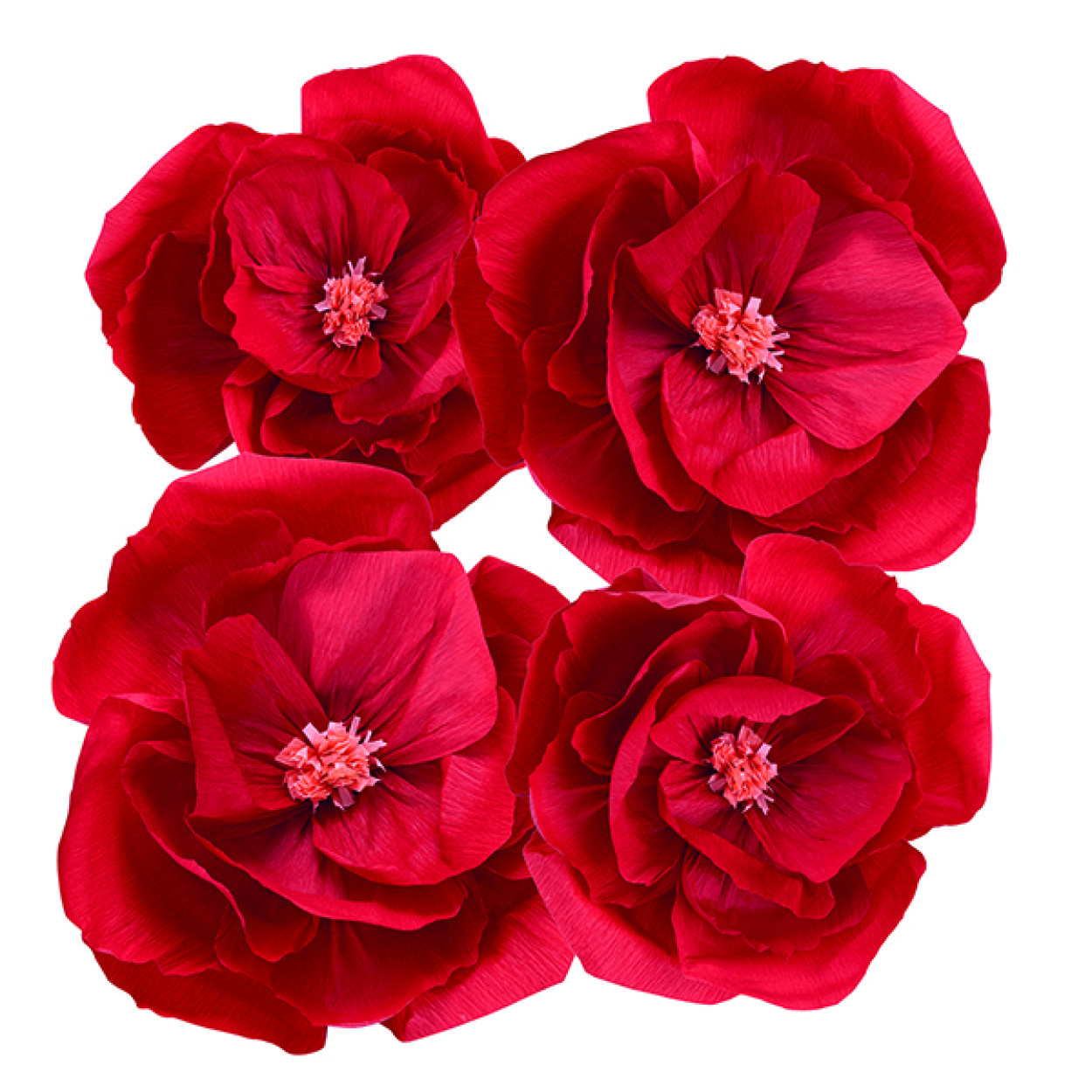 4 FIORI IN CARTA ROSSO 25-35 CM 40758