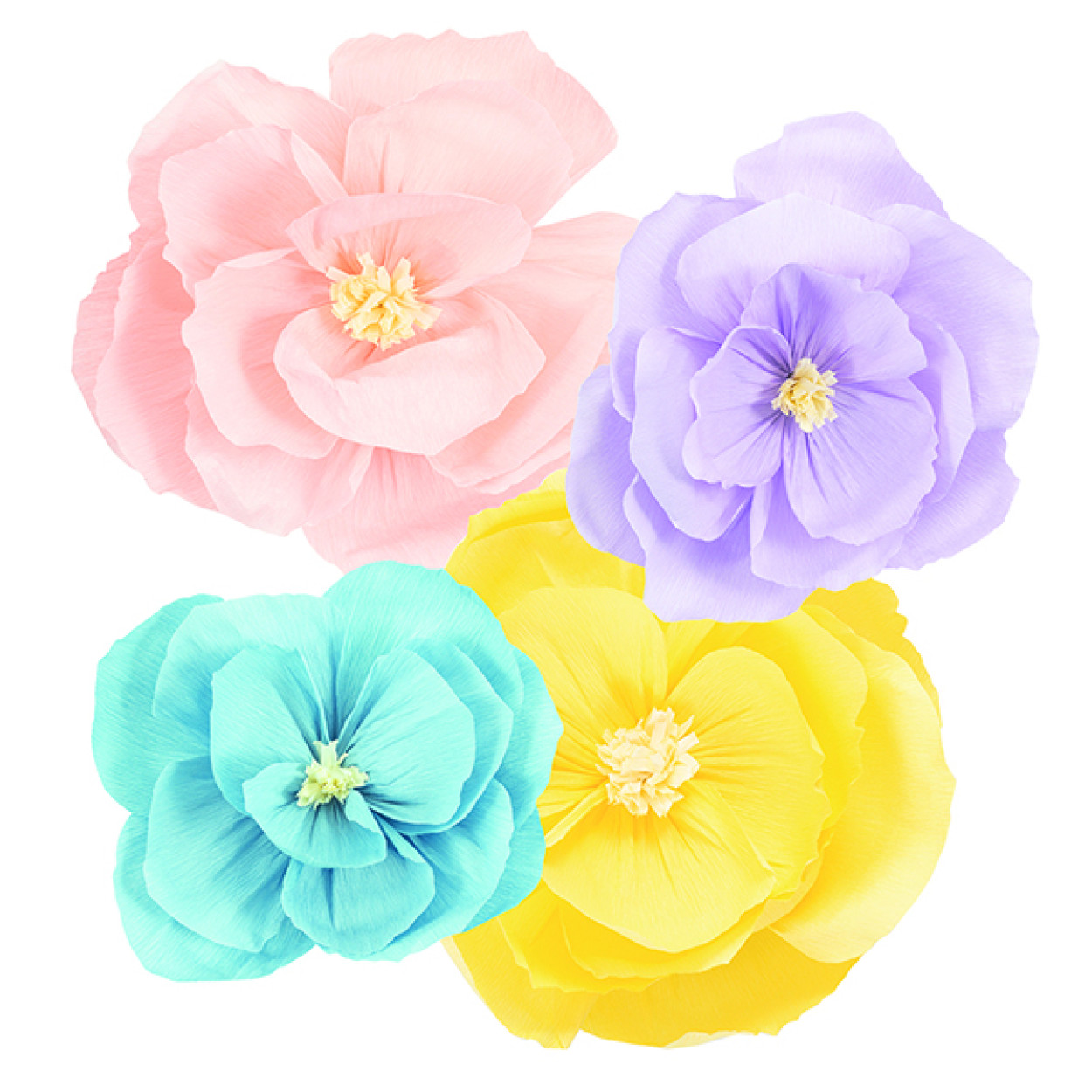4 FIORI IN CARTA COLORI PASTELLO 25-35 CM 40756