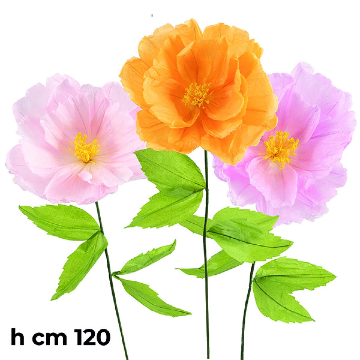FIORE SFUMATO CON STELO COLORI ASSORTITI 35X120 CM 40740