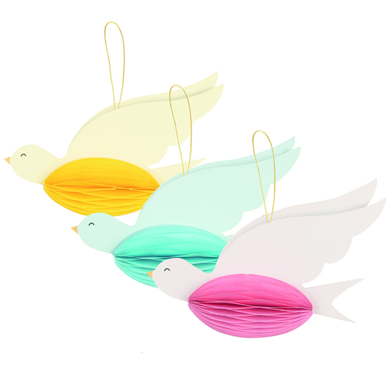 3 DECORAZIONI IN CARTA RONDINI COLORI ASSORTITI 10 CM 40728