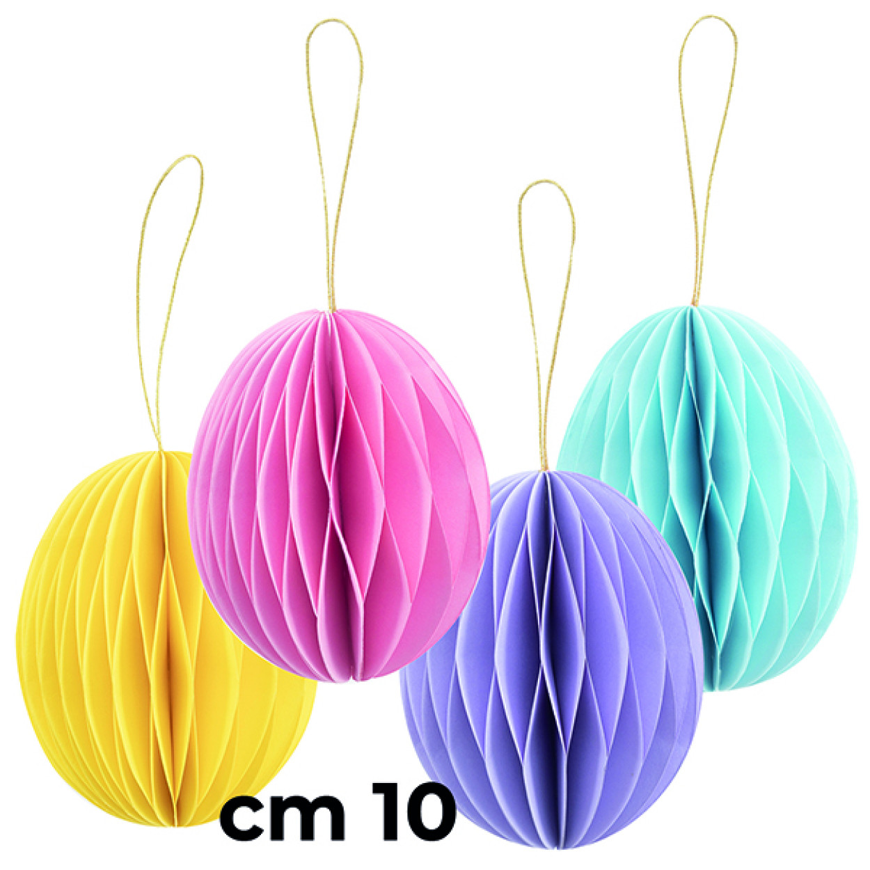 4 DECORAZIONI IN CARTA UOVO COLORI ASSORTITI 10 CM 40717