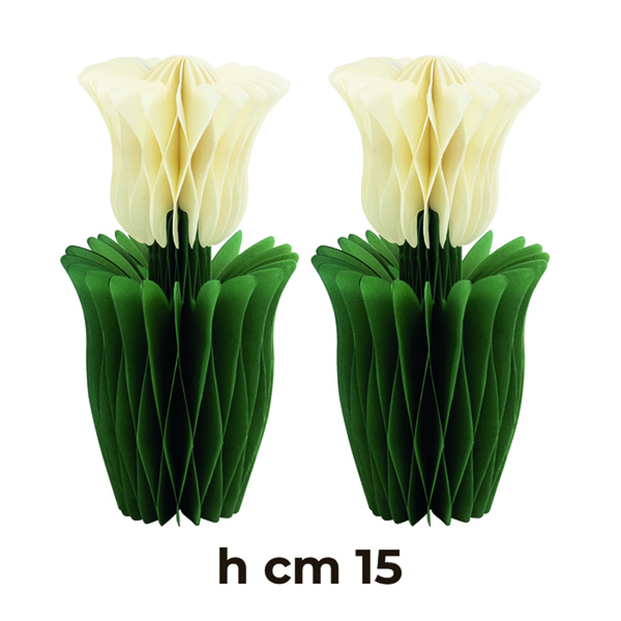 2 TULIPANI IN CARTA AVORIO 15 CM 40715