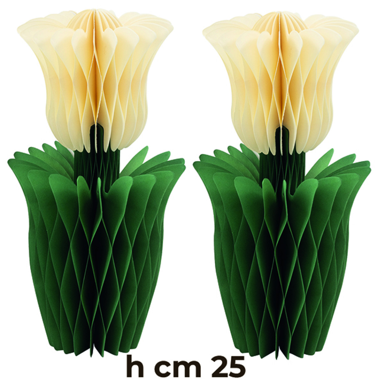 2 TULIPANI IN CARTA AVORIO 25 CM 40714