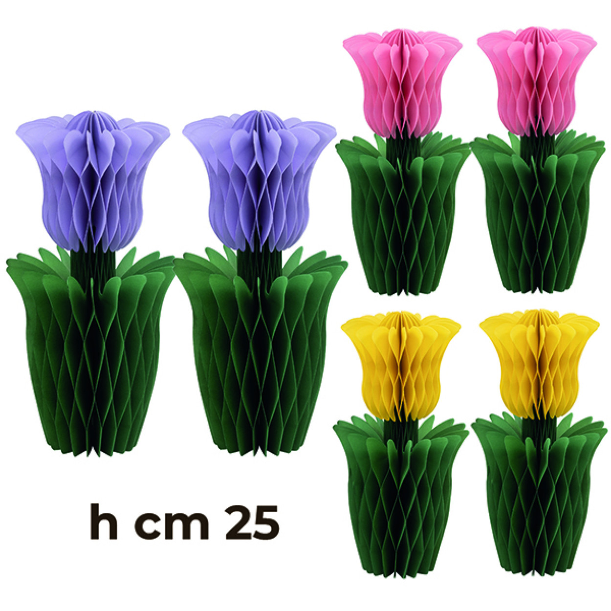 2 TULIPANI IN CARTA COLORI ASSORTITI 25 CM 40710