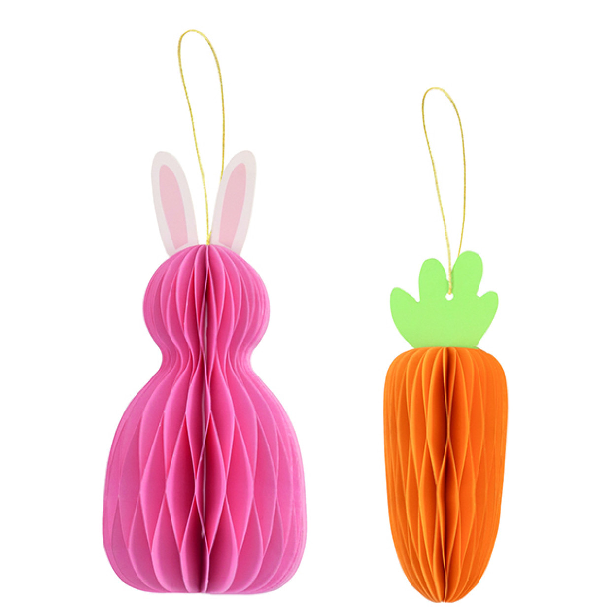 2 DECORAZIONI IN CARTA CONIGLIO E CAROTA 18 - 13.5 CM 40704