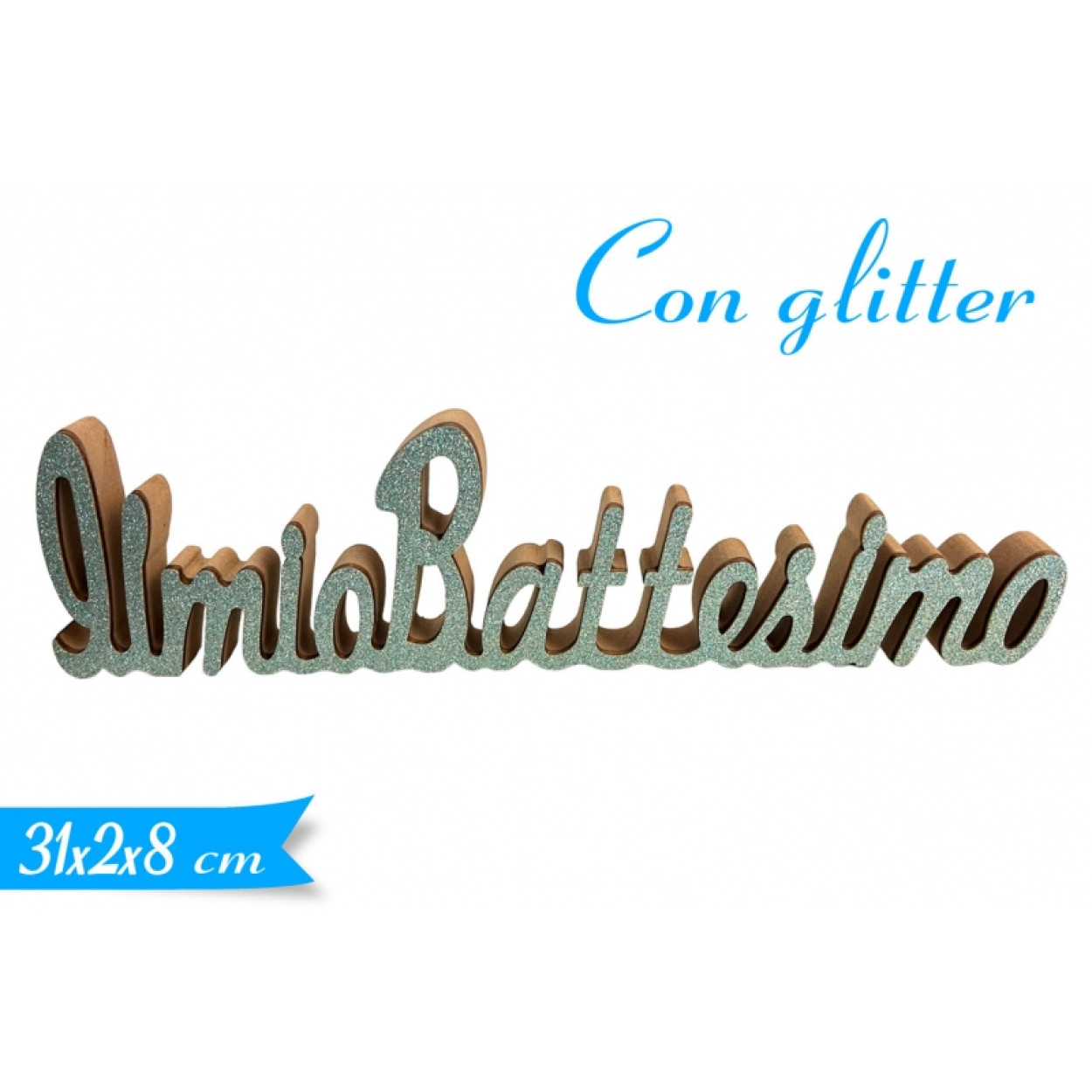 DECORAZIONE IL MIO BATTESIMO GLITTER AZZURRO 614866