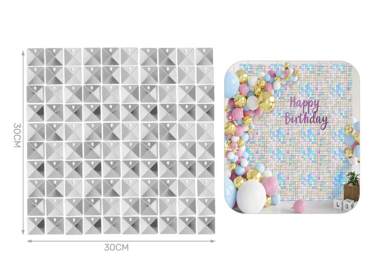 SET 50 PANNELLI PAILLETTES 30X30 ARGENTO 41397