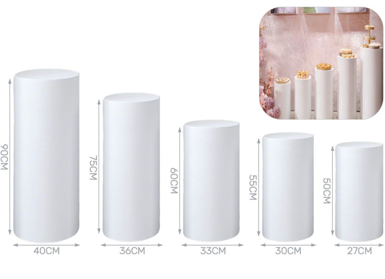 5 CILINDRI IN METALLO BIANCO H90-75-60-55-50 X 40-36-33-30-27 41749
