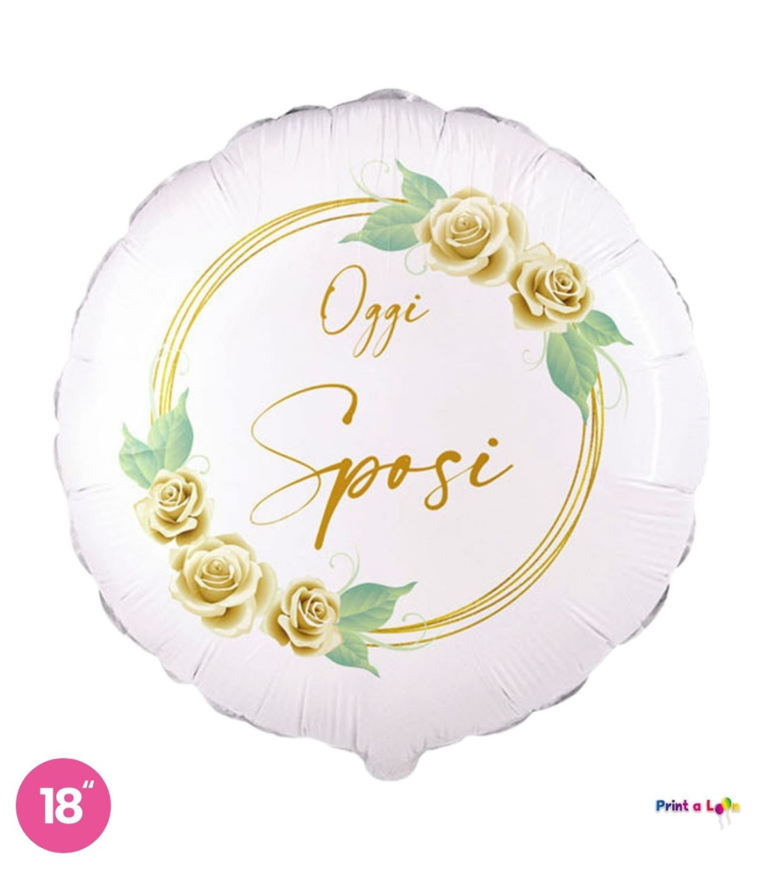 PALLONE FOIL 18" OGGI SPOSI ROSE BIANCHE PAL1033-18