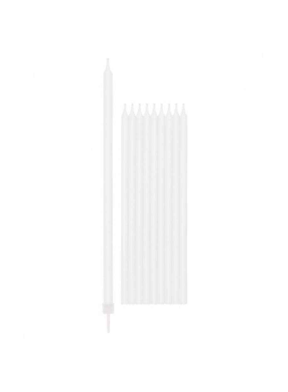 10 CANDELINE BIANCHE CON SOSTEGNI CM15.5 50704