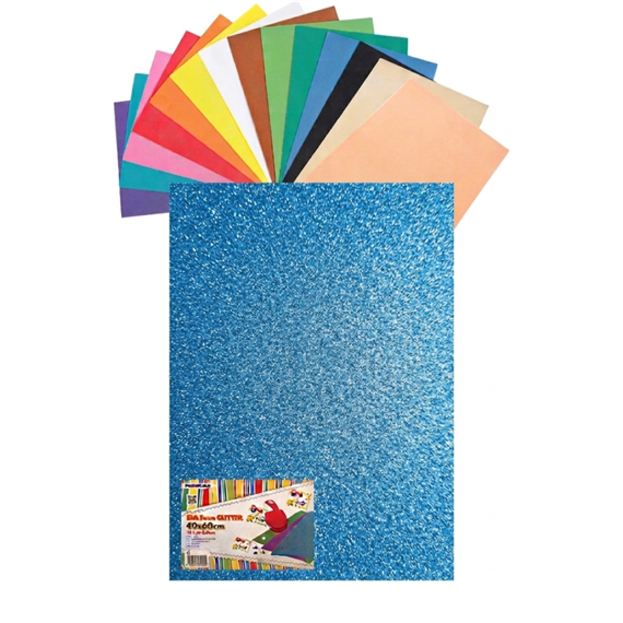GOMMA EVA 60X40X2 GLITTER CELESTE 23NIK165