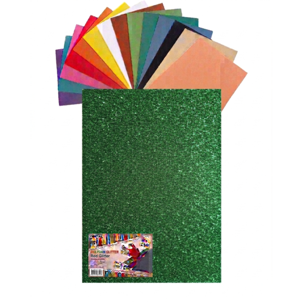 GOMMA EVA 60X40X2 GLITTER VERDE 23NIK162