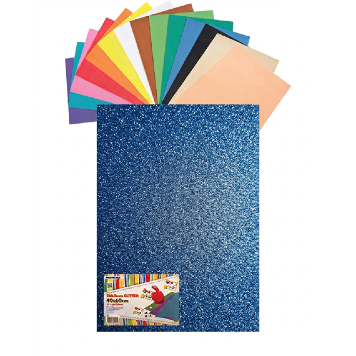 GOMMA EVA 60X40X2 GLITTER BLU 23NIK159