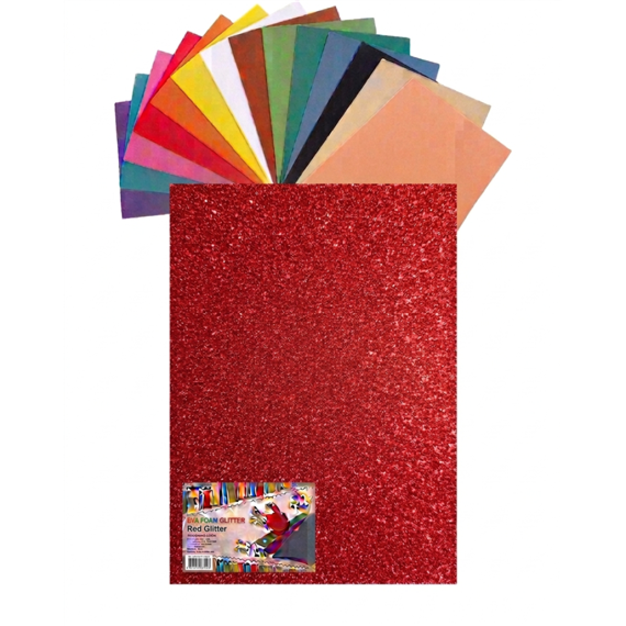 GOMMA EVA 60X40X2 GLITTER ROSSA 23NIK158