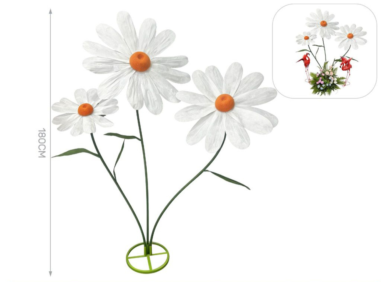 3 FIORI MARGHERITA BIANCA H120-140-160 CM40-60 41768