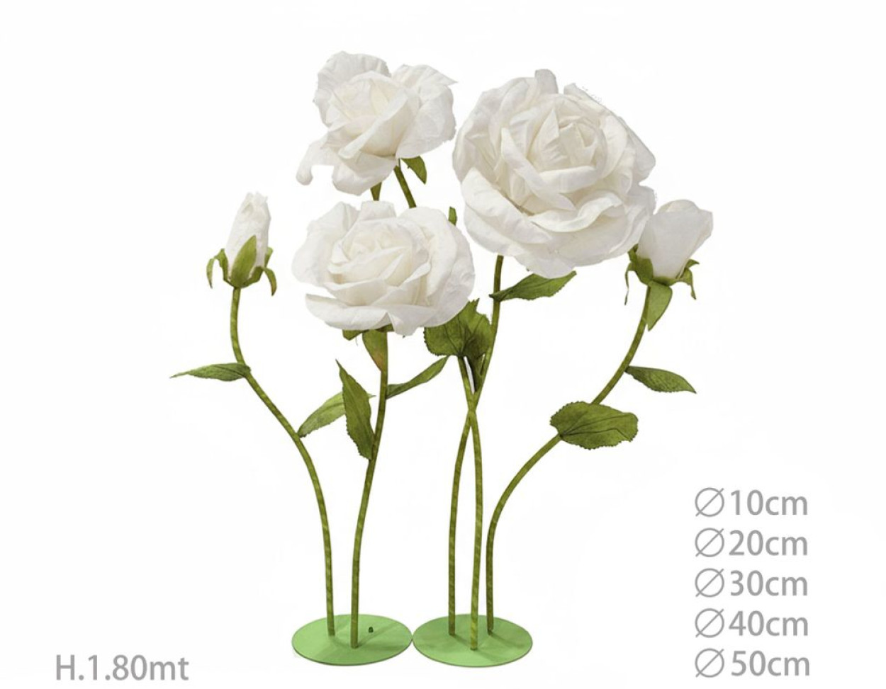 5 FIORI DI CARTA BIANCHI H180 CM10-20-30-40-50 41331
