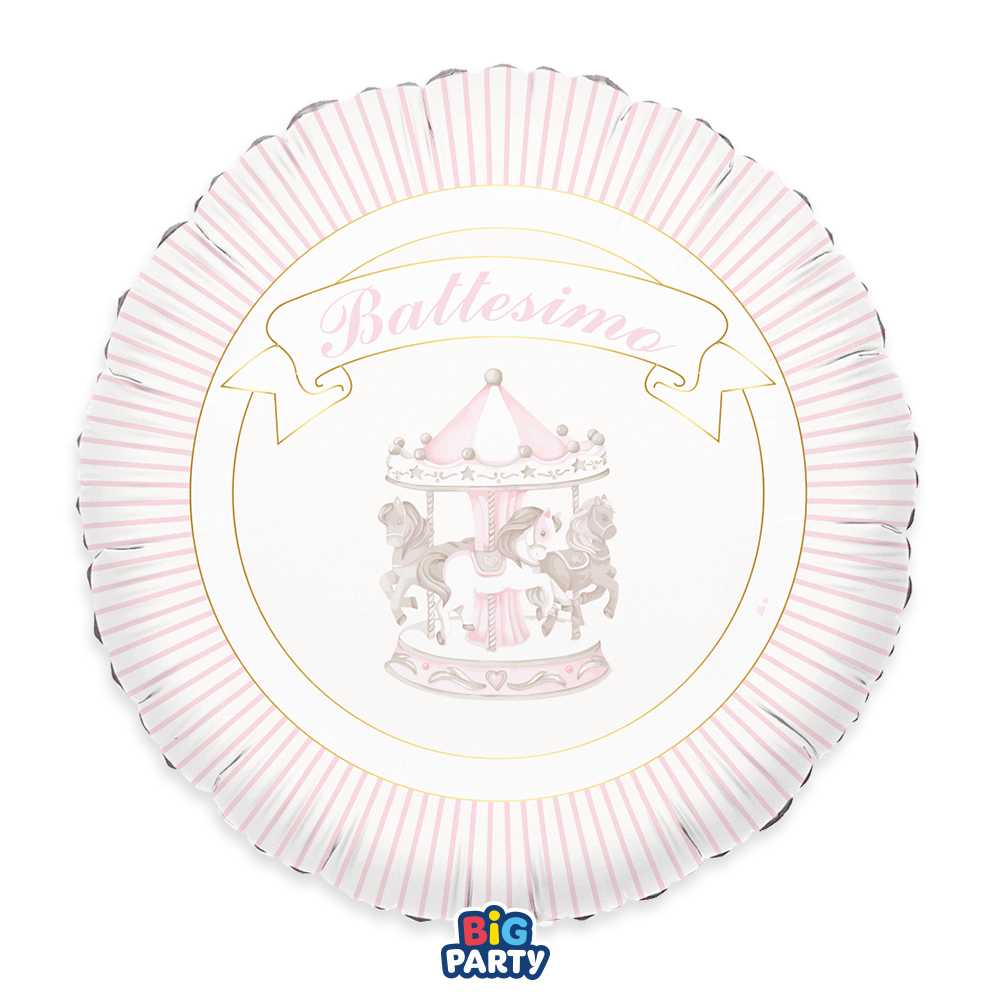 PALLONE FOIL 18" BATTESIMO CARILLON ROSA 77161