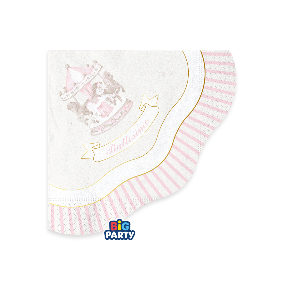 16 TOVAGLIOLI 25X25 BATTESIMO CARILLON ROSA 77160