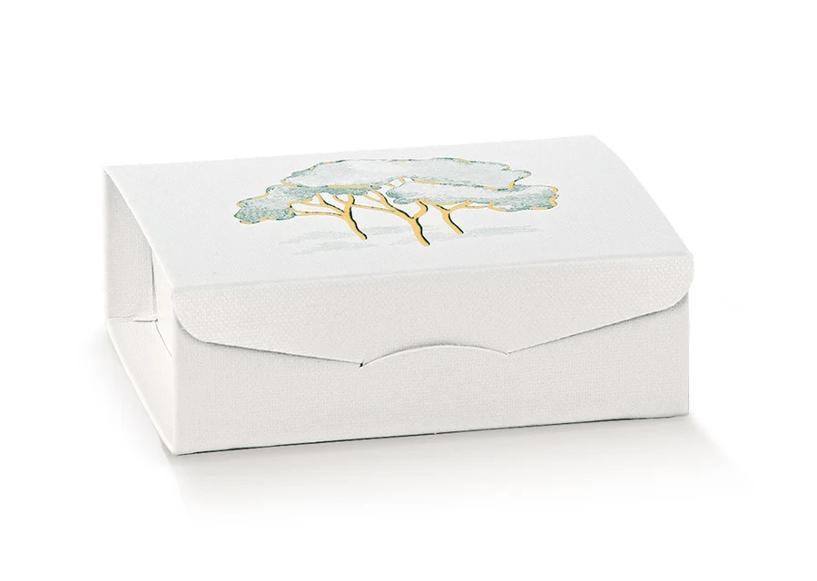 10 GIFT CON INSERTO 100X100X35 INTRECCIO VERDE CON ORO A CALDO 100153C