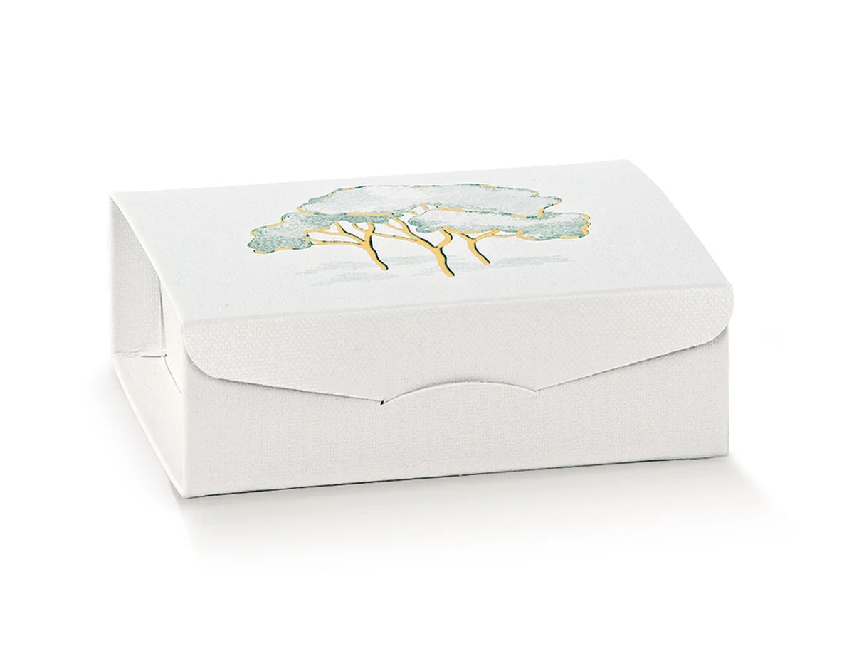 10 GIFT CON INSERTO 80X80X30 INTRECCIO VERDE CON ORO A CALDO 100151C