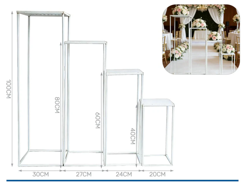 SET 4 ALZATINE IN FERRO BIANCHE 40X20 60X24 80X27 100X30 41871