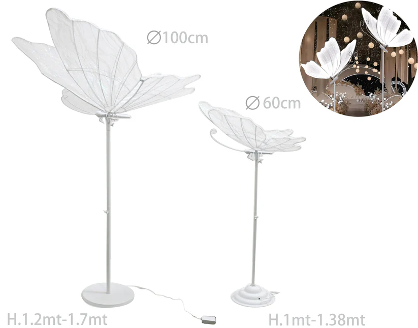 SET 2 FARFALLE IN METALLO CON LED BIANCO FREDDO 41321 41787