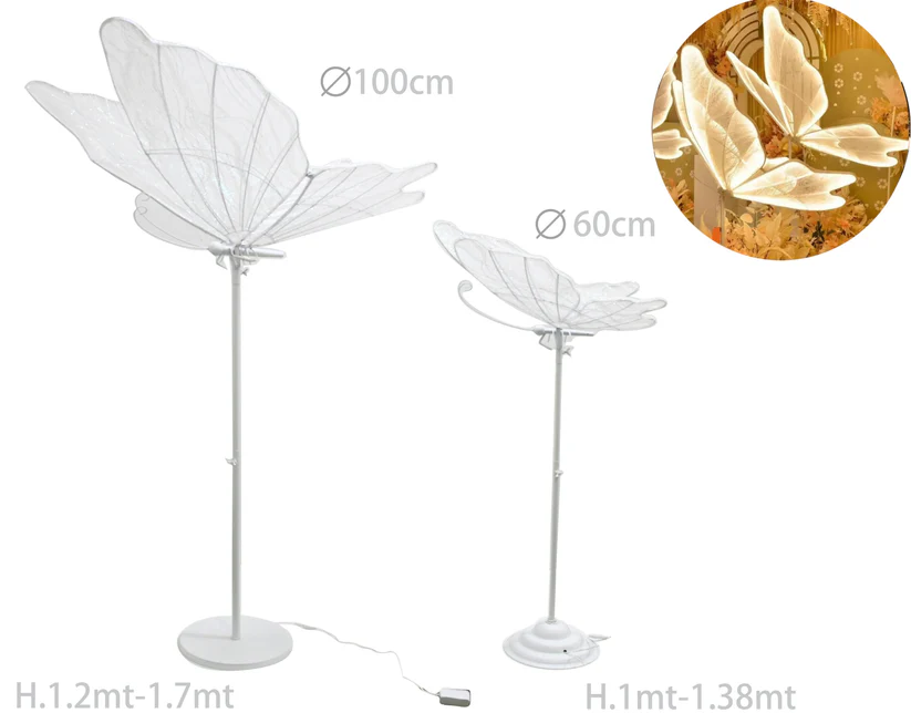 SET 2 FARFALLE IN METALLO CON LED BIANCO CALDO 41322 41786