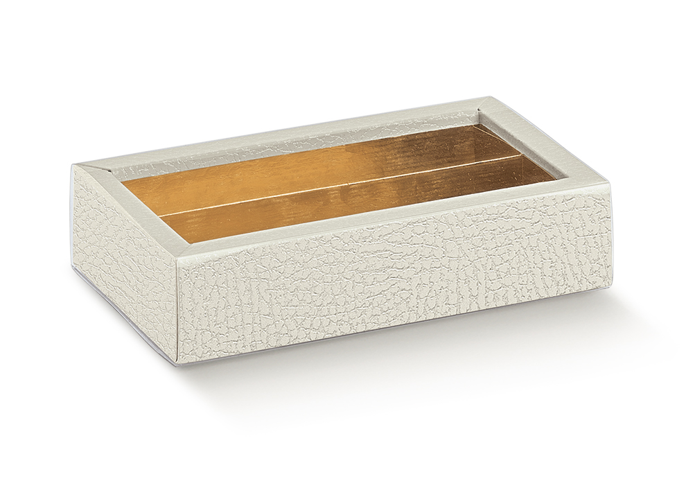 QUADRETTO + FASCETTA PELLE BIANCA 145X75X35 15267C