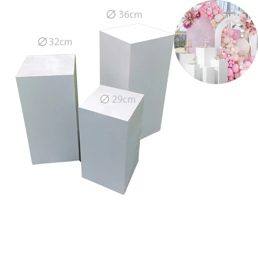 SET 3 ALTAZINE BIANCO METAL QUADRATE 100X36-90X32-70X29 41319