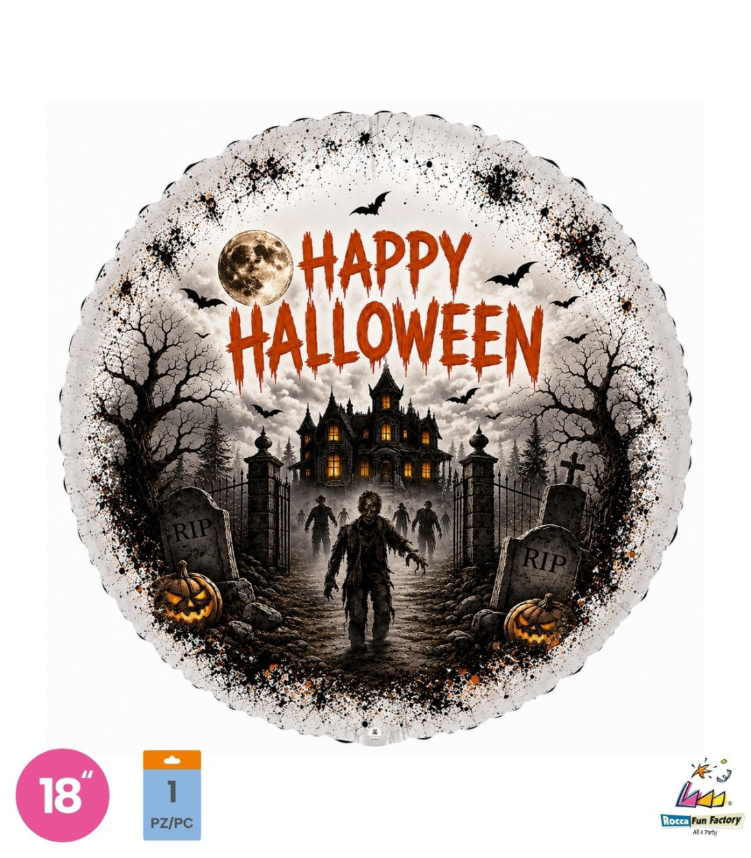 PALLONE FOIL 18" HALLOWEEN CIMITERO DEGLI ZOMBIE PAL2291-18
