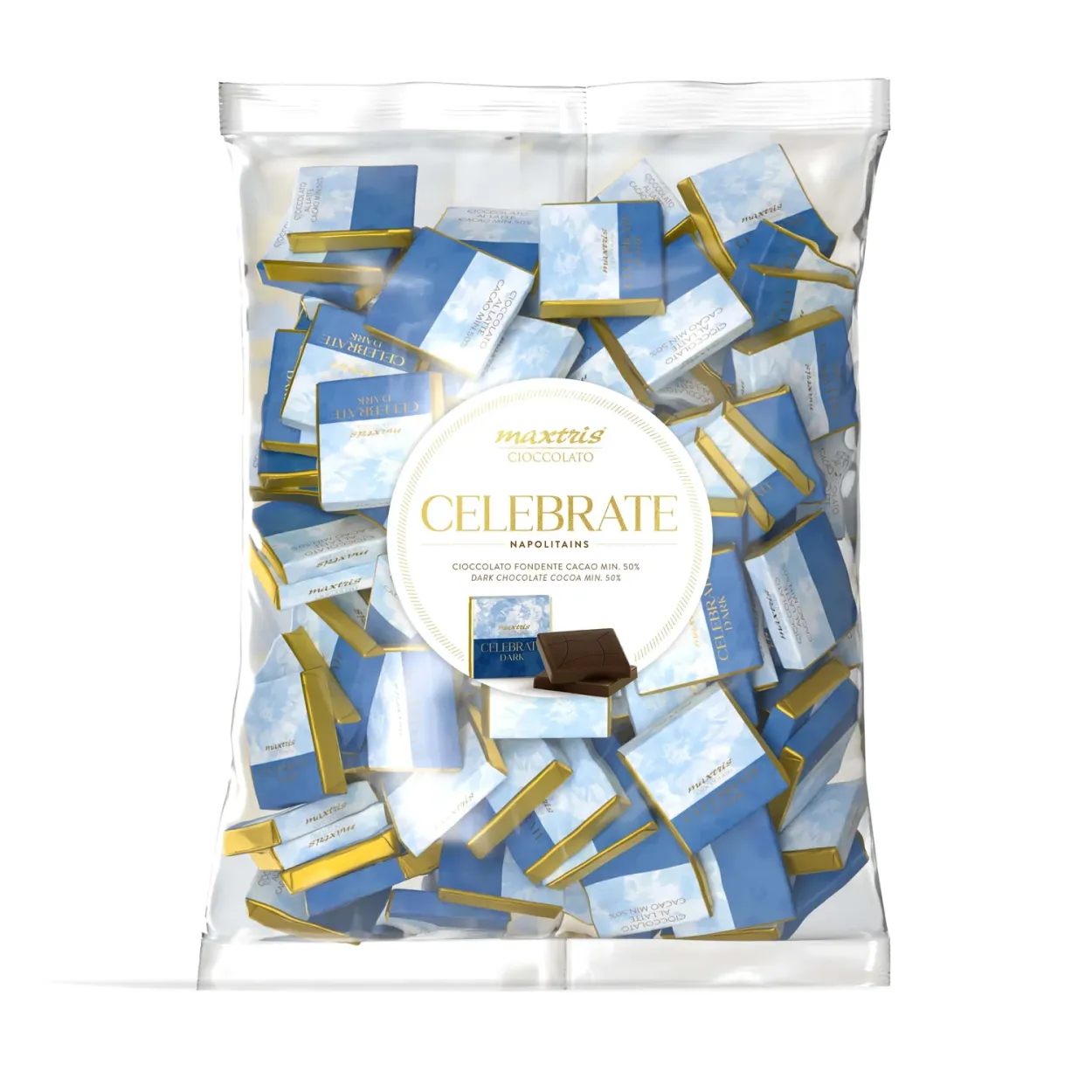 MINI TAVOLETTE DI CIOCCOLATO FONDENTE MAXTRIS CELEBRATE - NAPOLITAINS CELESTE BNAPLFONDR