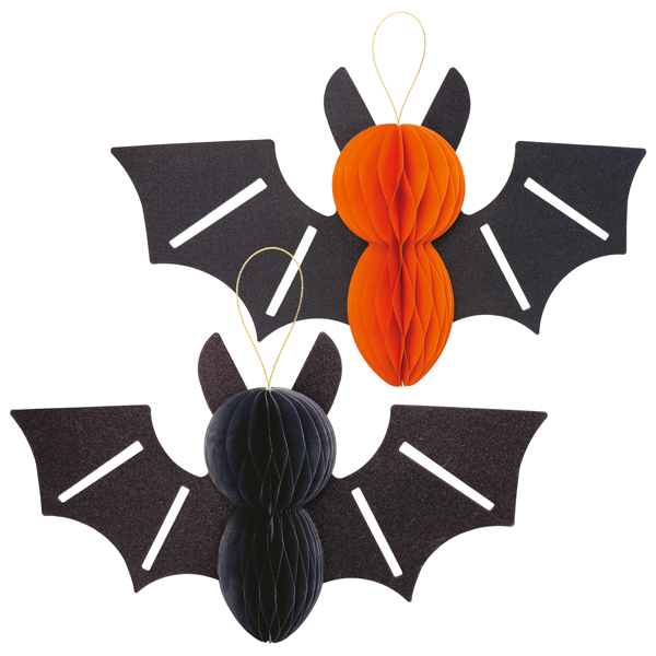 2 PIPISTRELLI IN CARTA ARANCIO E NERO 40887